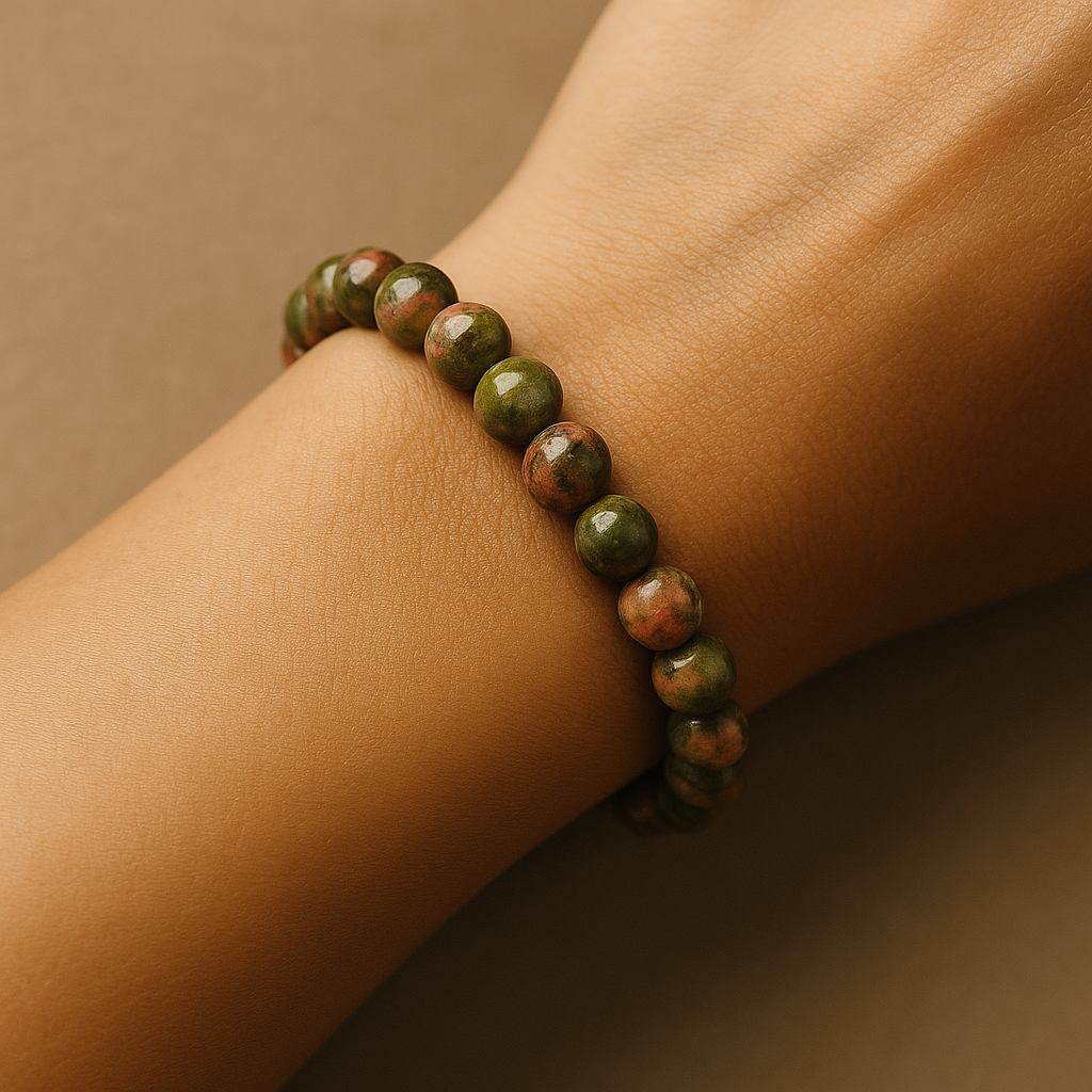 Pulsera Unakita Natural 8mm (armonía entre mente y corazón)