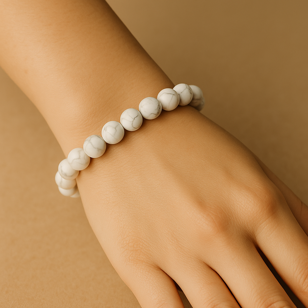 Pulsera Howlita Natural 8mm (paz interior y serenidad mental)