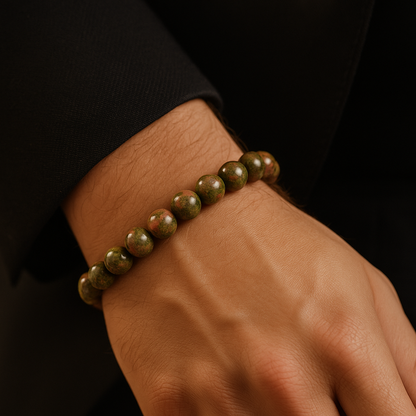 Pulsera Unakita Natural 8mm (armonía entre mente y corazón)