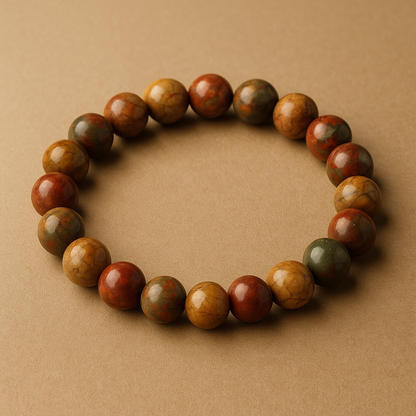 Pulsera Jaspe Picasso Natural 8mm (creatividad y estabilidad emocional)