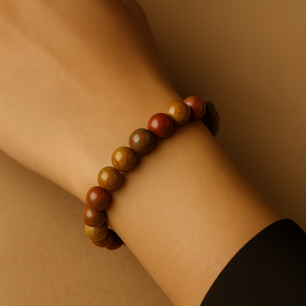 Pulsera Jaspe Picasso Natural 8mm (creatividad y estabilidad emocional)