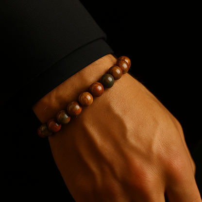 Pulsera Jaspe Picasso Natural 8mm (creatividad y estabilidad emocional)