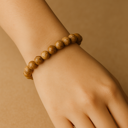 Pulsera Jasper Madera Natural 8mm (calma y conexión con la tierra)