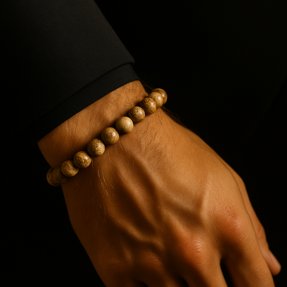 Pulsera Jasper Madera Natural 8mm (calma y conexión con la tierra)