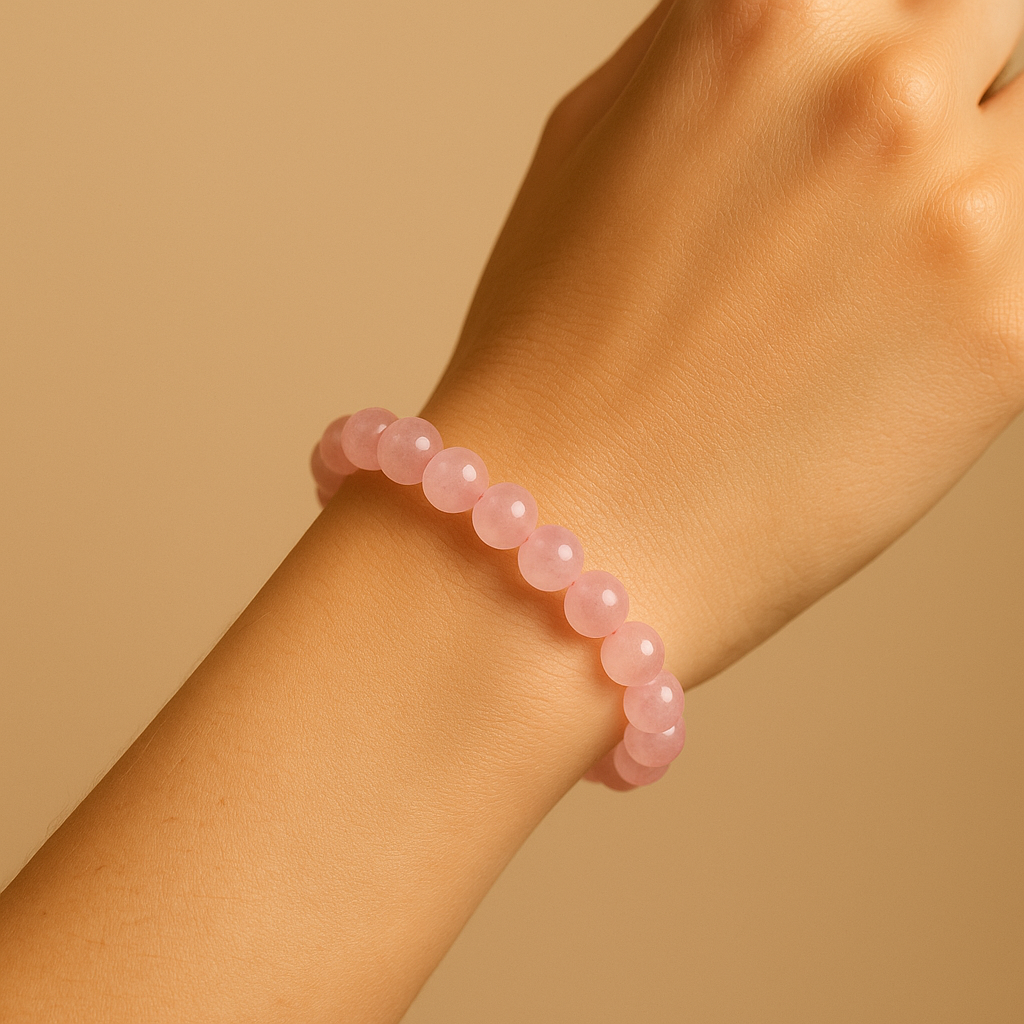Pulsera Cuarzo Rosa Natural 8mm (amor propio y equilibrio emocional)